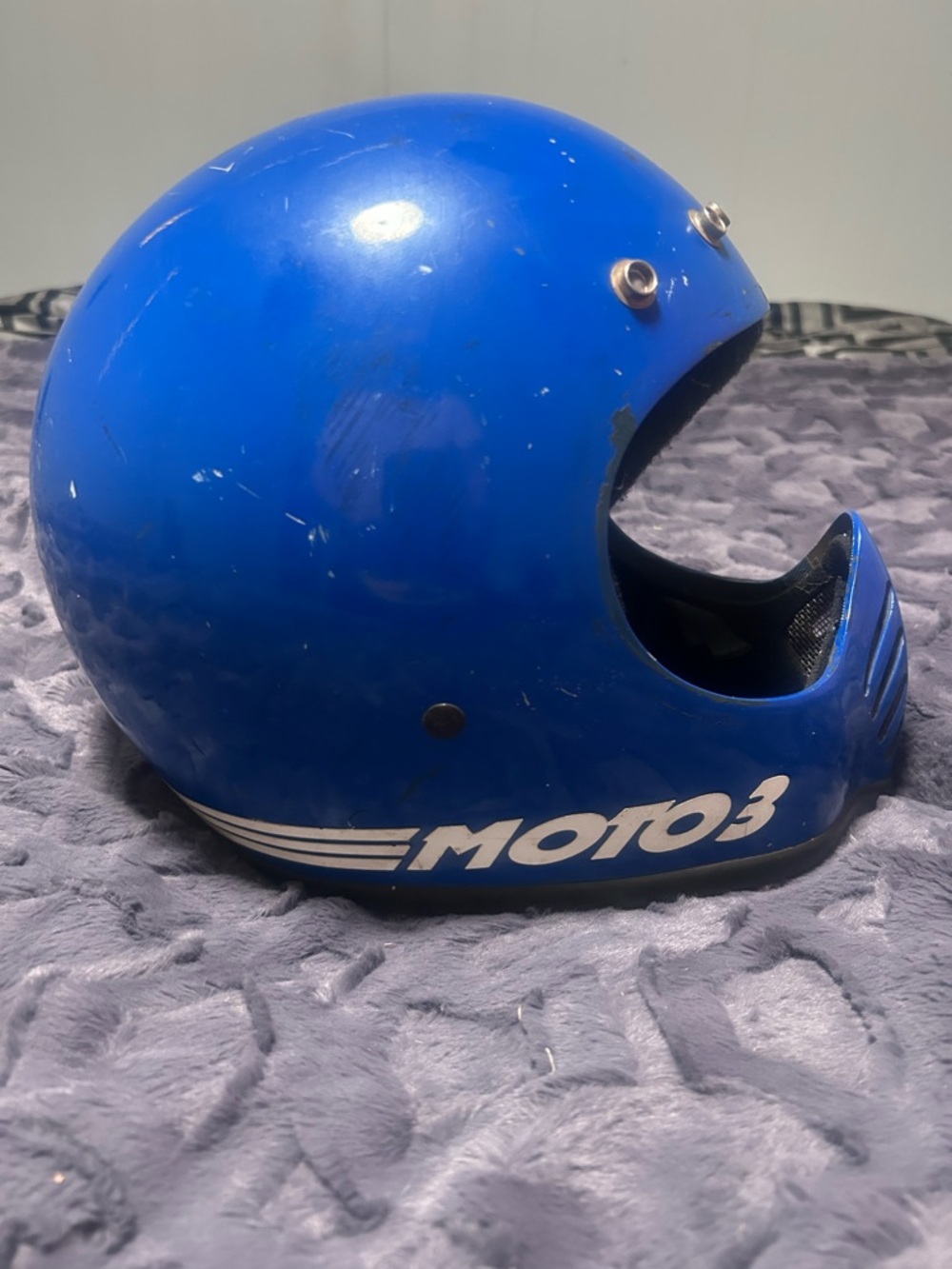 Vintage Blue Full-Face Moto3 Helmet